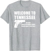 Welcome To Tennessee Bear Arms Gifts Welcome To Tennessee Pro Gun T-Shirt - Heather Grey