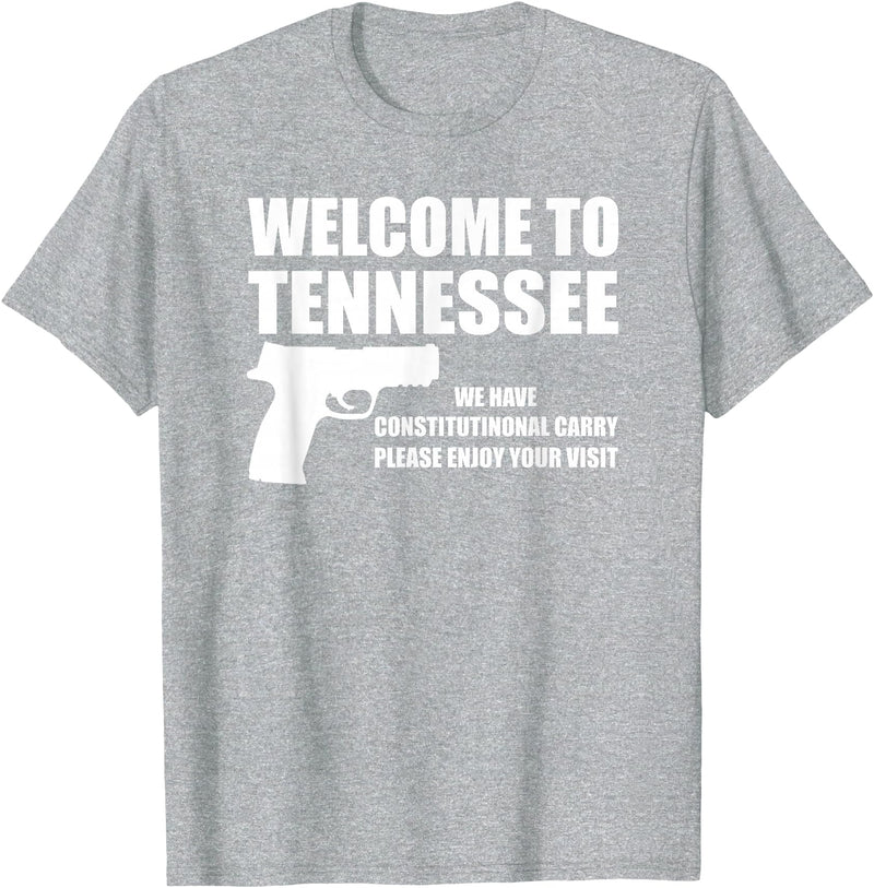 Welcome To Tennessee Bear Arms Gifts Welcome To Tennessee Pro Gun T-Shirt - Heather Grey