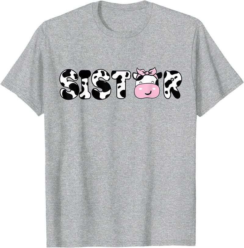 Cow Family Matching Birthday Tee For Mom Dad Kids Sister of The Birthday Boy Funny Cow Sí Family Matching T-Shirt - Heather