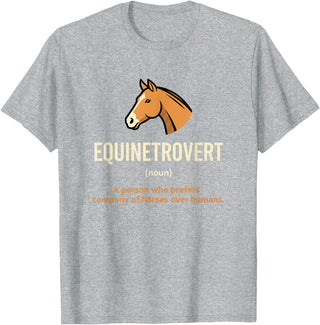 Horse Equine Equinetrovert Equestrian Lover Kid Fo Equinetrovert Funny Horse Definition Kids Horse Lover Equesn T-Shirt - Heather Grey