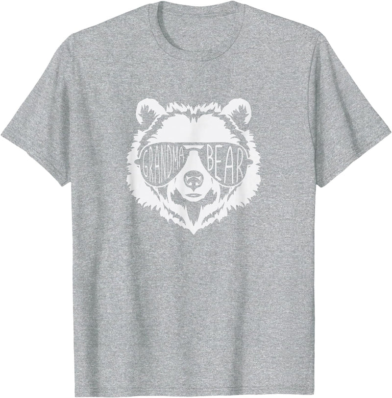 grandma Bear Family Apparel Grandma Bear Face with Sunglasses T-Shirt - Heather Grey