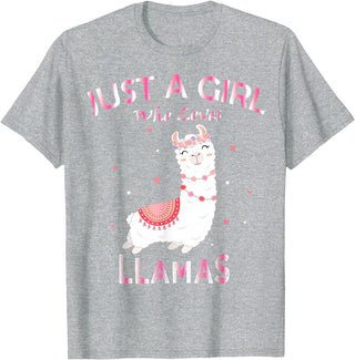 Just A Girl Who Loves Llamas Gift Shirt Just A Girl Who Loves Llamas T-Shirt Gift For Llama Gift Tee T-Shirt - Heather Grey