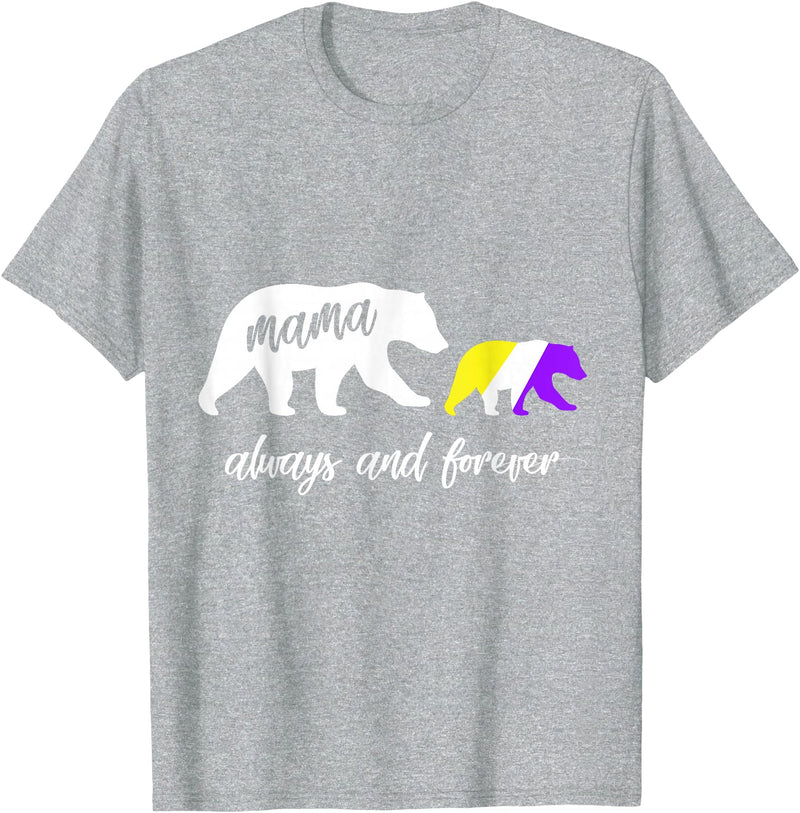 Nonbinary & Genderqueer Mama Bear T-Shirt Cute Nonbinary Mama Bear T-Shirt - Heather Grey