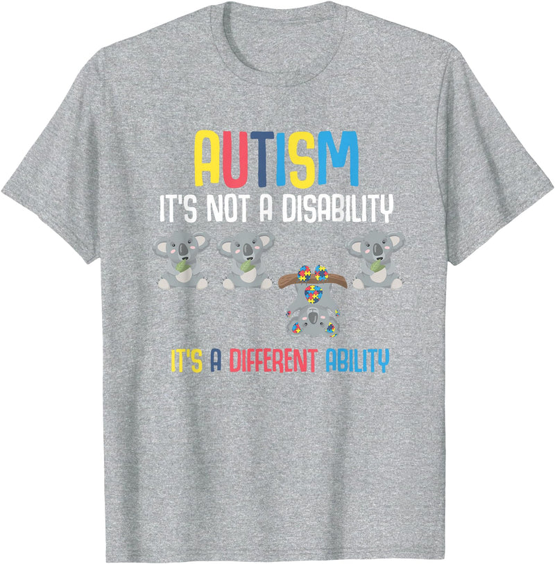 Autism Awareness Gifts Cute Koala Bears Its A Different Ability Autism Awareness T-Shirt - Heather Grey