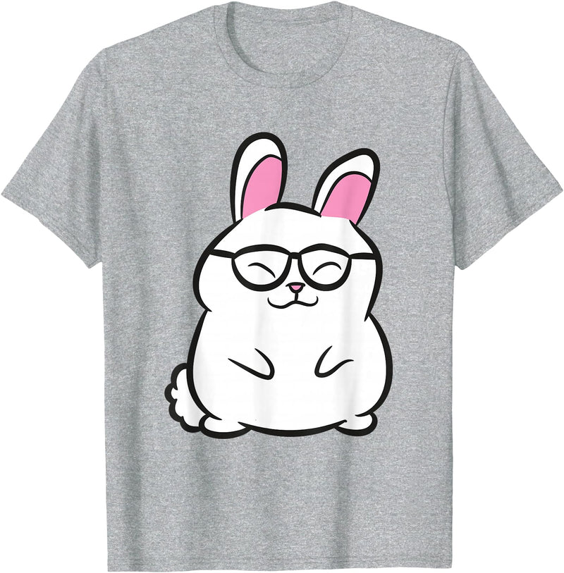 Nerdy Rabbit Owner Rabbit Hipster Rabbit T-Shirt in Heather Grey