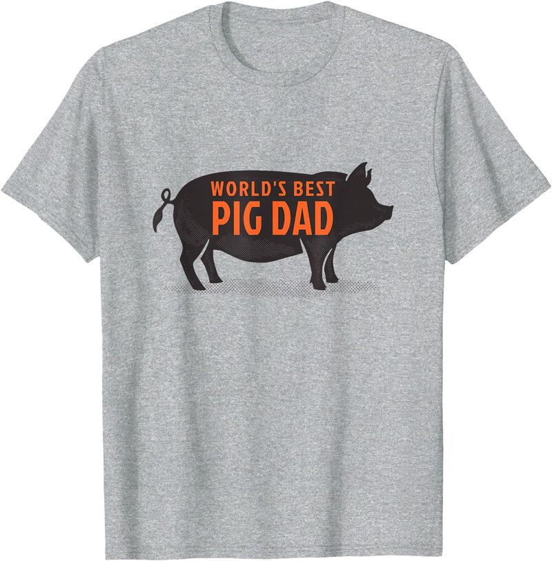Pig Parent Shirts and Gifts World's Best Pig Dad - Funny Pet Pig Saying T-Shirt - Heather Grey