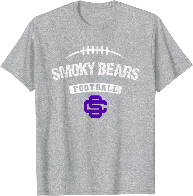 Sevier County Smoky Bears Logo Football Distressed HS T-Shirt - Heather Grey