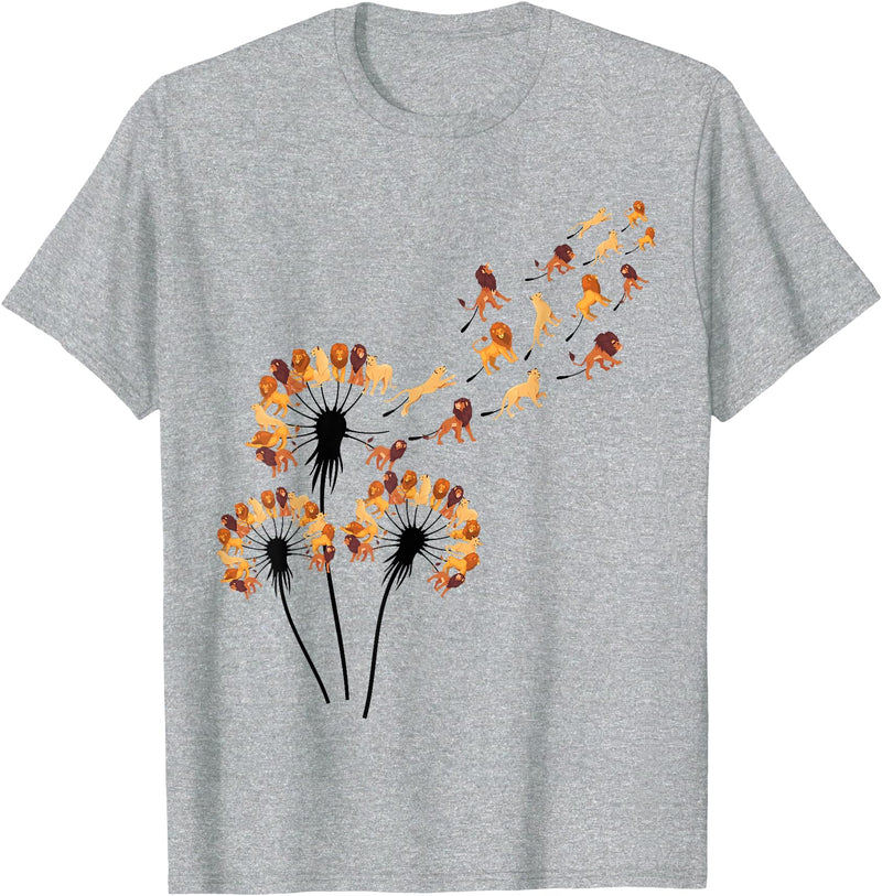Lion Design Dandelion Lions Stuff for Lion Lover | Lion T-Shirt - Heather Grey