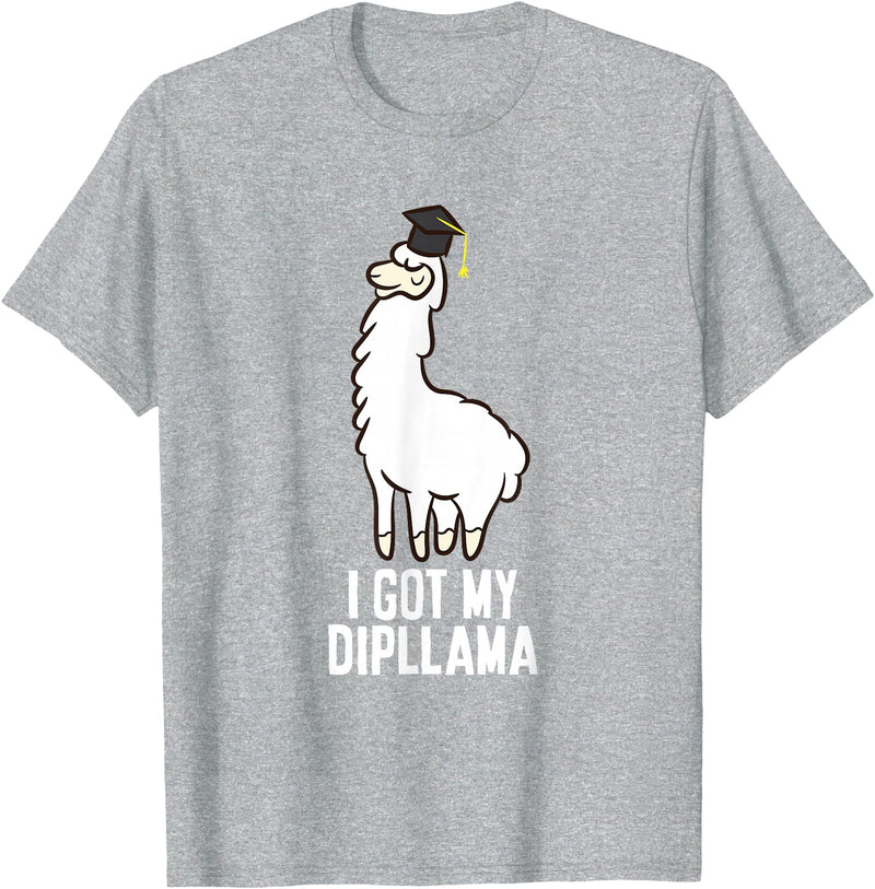 Funny Llamas Gifts LLama Graduation I Got My Dipllama Cute Llama T-Shirt - Heather Grey