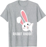 Rabbit First Day of the Month Good Luck Phrase T-Shirt in Heather Grey