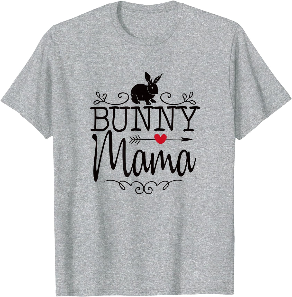 Bunny Mama Rabbit Mom Graphic for Women and Girls T-Shirt in Heather Grey