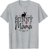 Bunny Mama Rabbit Mom Graphic for Women and Girls T-Shirt in Heather Grey
