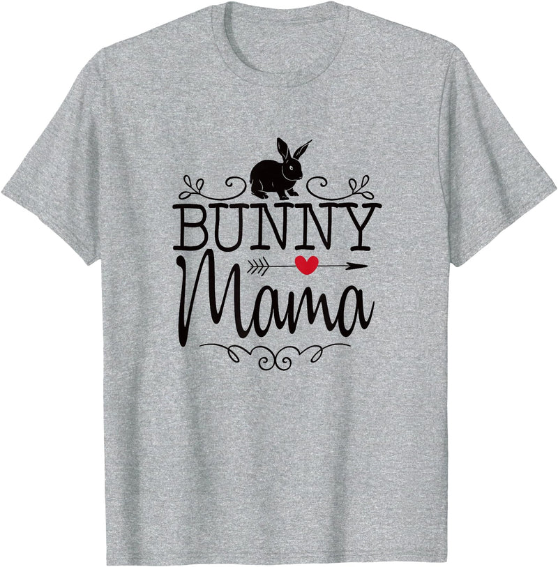 Bunny Mama Rabbit Mom Graphic for Women and Girls T-Shirt in Heather Grey