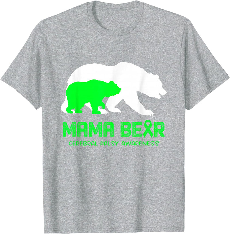 Cerebral Palsy Awareness T-Shirt Mama Bear Cerebral Palsy Awareness Shirt For Women Men T-Shirt - Heather Grey