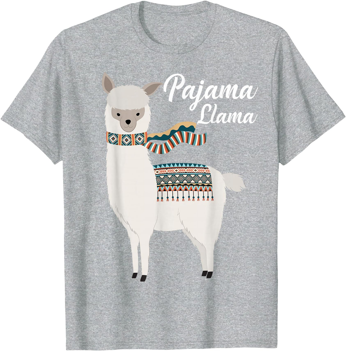 Llama Pajamas GA Cute Pajama Llama Bed Time T-Shirt Llama Pajama T-Shirt - Heather Grey
