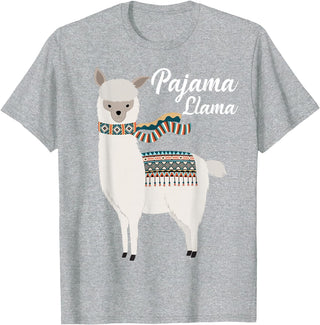 Llama Pajamas GA Cute Pajama Llama Bed Time T-Shirt Llama Pajama T-Shirt - Heather Grey