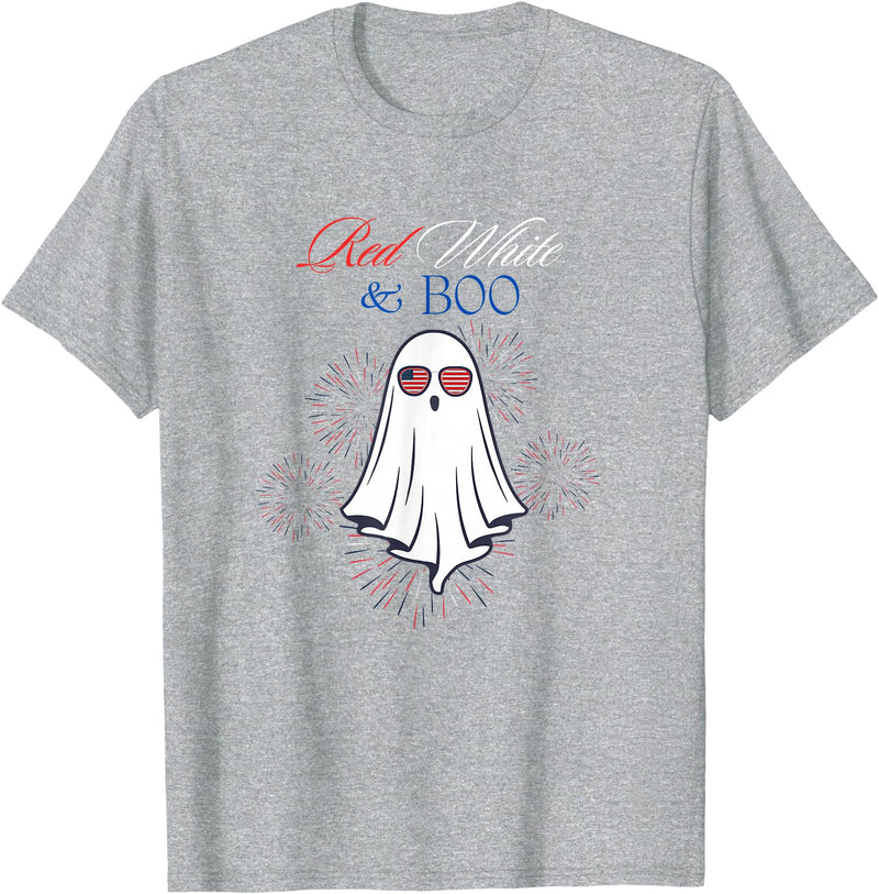 Red White Boo Red White And Boo Ghost 4th Of July Independence Day Top T-Shirt - Heather Grey
