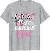 Vintage Retro Birthday Pawpaw Of The Birthday Girl Farm Cow 1St Birthday Girl T-Shirt - Heather Grey