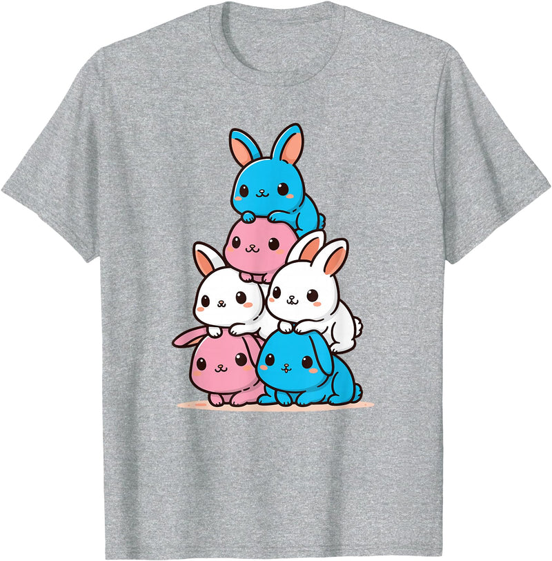 Rabbit Trans Sexual Flag Pride Month Cute Rabbit LGBTQ T-Shirt in Heather Grey