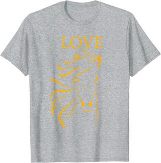 I Love Horses Shirts and Gifts Women and Girls Stylish Love Horse Head T-Shirt - Heather Grey
