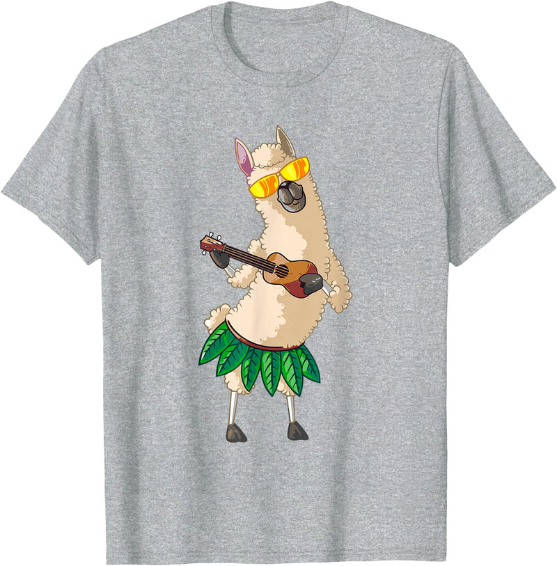 Llama Ukulele Luau TShirt Cute Gifts Llama Ukulele Luau Cute Funny Cool Hawaii Alpaca Gift T-Shirt - Heather Grey
