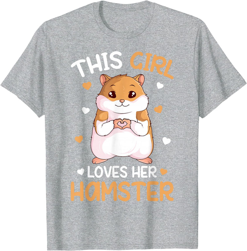 This Girl Loves Her Hamster Hammy Girls Hamster Lover T-Shirt - Heather Grey