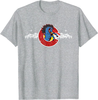 Colorado Underground Colorado Blucifer Demon Horse T-Shirt - Heather Grey