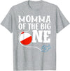 Family Ofishally One Birthday Theme Fishing Momma of The Big One Fishing Boy First Birthday Ofishally T-Shirt - Heather Grey