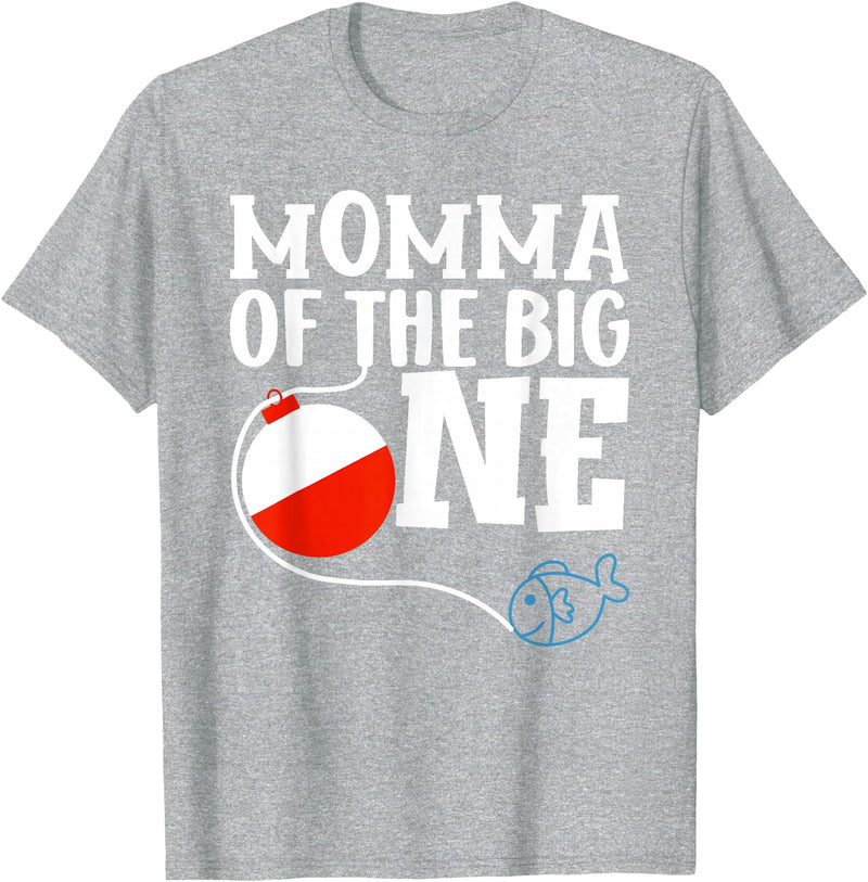 Family Ofishally One Birthday Theme Fishing Momma of The Big One Fishing Boy First Birthday Ofishally T-Shirt - Heather Grey