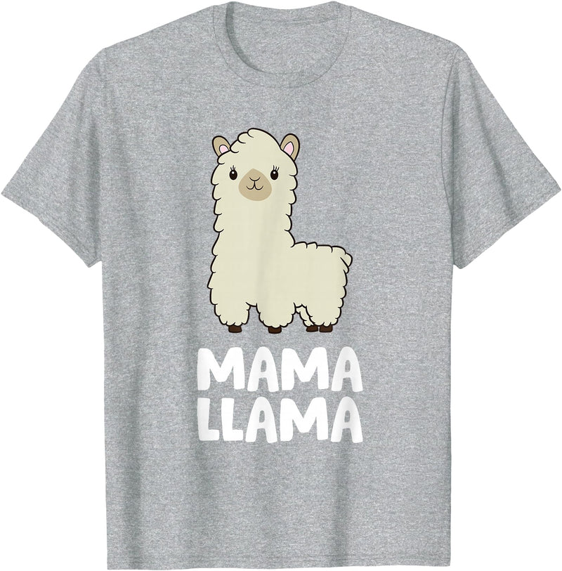 Llama Mama And Llama Papa Gifts Women Llama Mom Mama Llama T-Shirt - Heather Grey