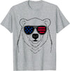 Polar Bear US Polar Bear 4th July America USA Flag T-Shirt for Women Kids Men - Heather Grey