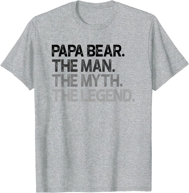 Papa Bear Gifts Papa Bear The Man The Myth Legend Gift T-Shirt - Heather Grey