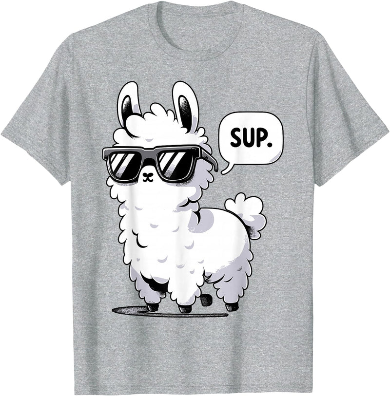 Magical and Funny Llama lover Gifts Alpaca Llama with Sunglasses Sup T-Shirt - Heather Grey