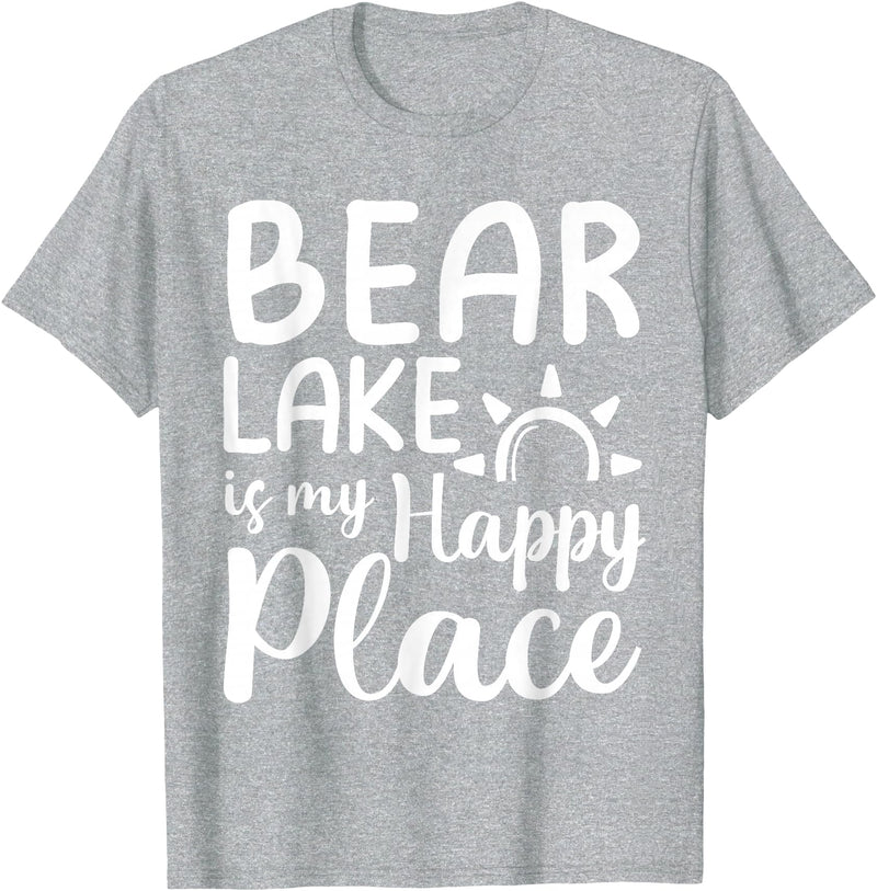 Lake Gifts & Accessories Bear Lake Is My Happy Place - Camping Nature Outdoor Lake T-Shirt - Heather Grey