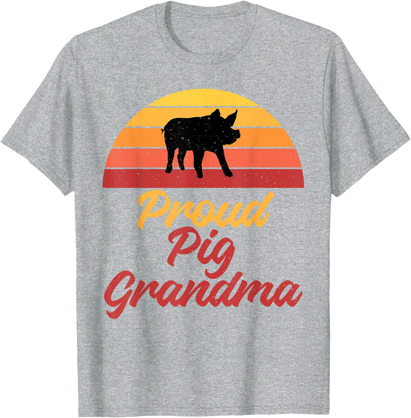 Pig Lover Gifts & Accessories Proud Pig, Grandma, Pig Holder, Pig Holder, Pig Dog, Grandma T-Shirt - Heather Grey
