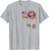 Rabbit Pocket Patriotic American Flag 4th of July USA T-Shirt in Heather Grey