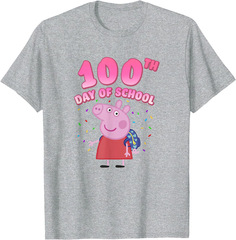 Peppa Pig 100th Day Of School Celebration Confetti T-Shirt - Heather Grey