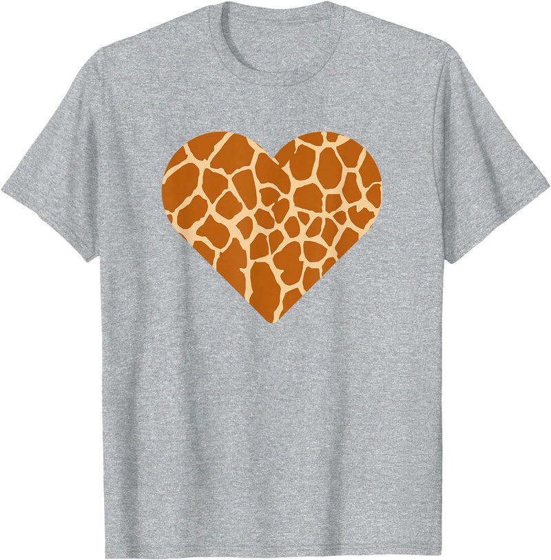 Giraffe Heart Graphic Apparel Giraffe Heart Cute Giraffe Lover Love T-Shirt - Heather Grey