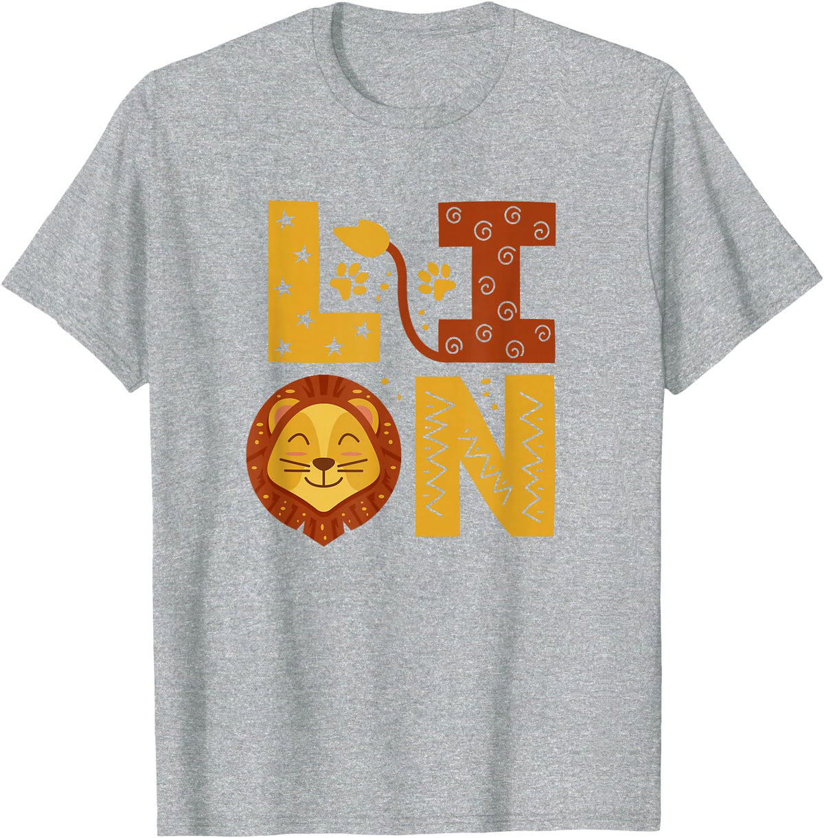 SHIRTSIDE Lion Lion Wild Animal Lover T-Shirt - Heather Grey