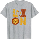 SHIRTSIDE Lion Lion Wild Animal Lover T-Shirt - Heather Grey