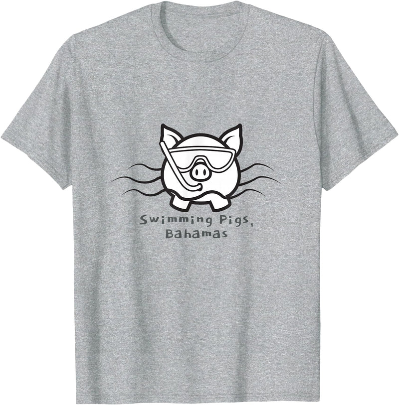 Bahamas Swimming Pigs Snorkeling Front & Back Tshirt T-Shirt - Heather Grey