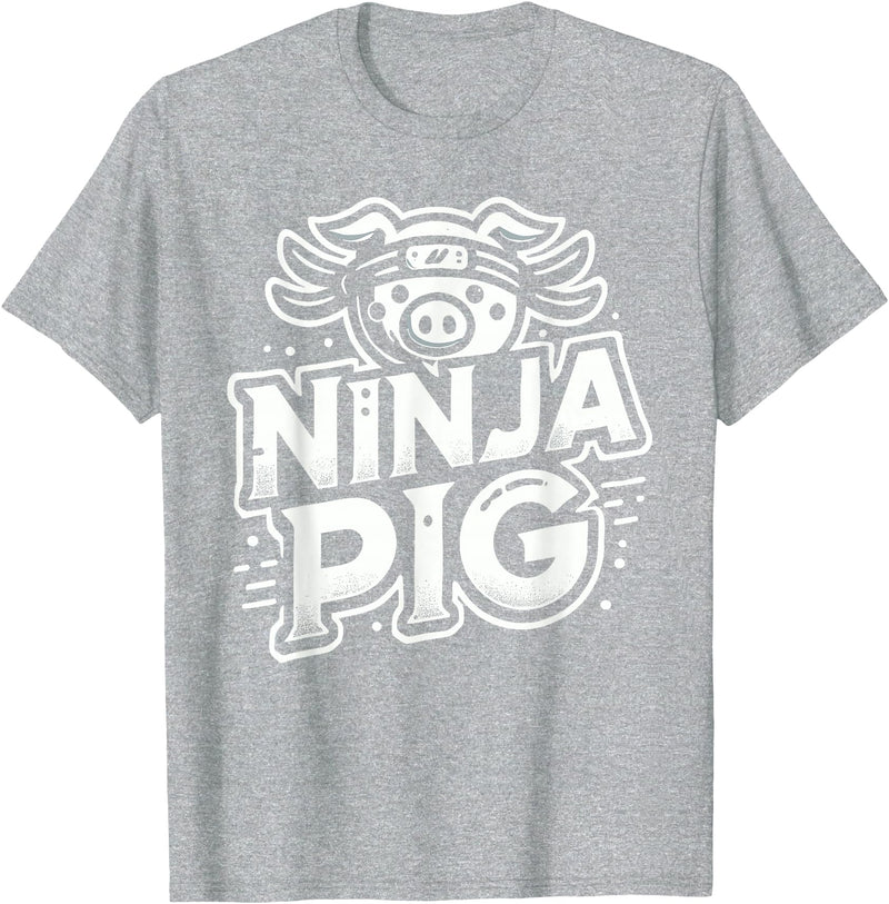 PIG Designs By ShirtZilla Ninja PIG T-Shirt PIG Ninja T-Shirt - Heather Grey