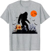 Dibble Dabble Designs Halloween Funny Halloween Bigfoot Trick or Treating - Bigfoot T-Shirt - Heather Grey