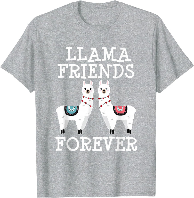 Llama Friendship Girls Llama Friends Girls Women Llama Friendship T-Shirt - Heather Grey