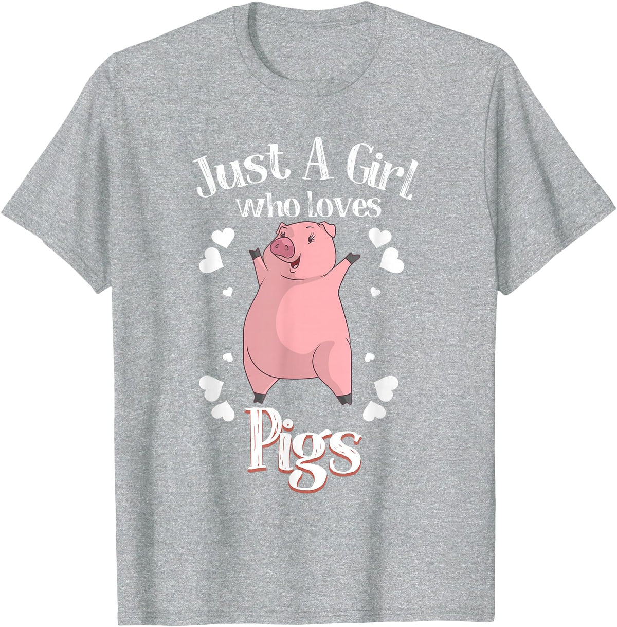 Cool Animal Farmers Year Of Pig Women Girl Designs Funny Just A Girl Who Loves Pigs Gift | Cute Mini Piggy Kids T-Shirt - Heather Grey