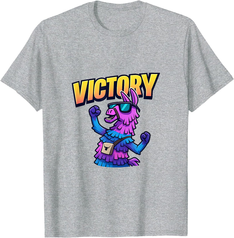 PixelLlama Victory Gaming Victory Llama T-Shirt - Heather Grey