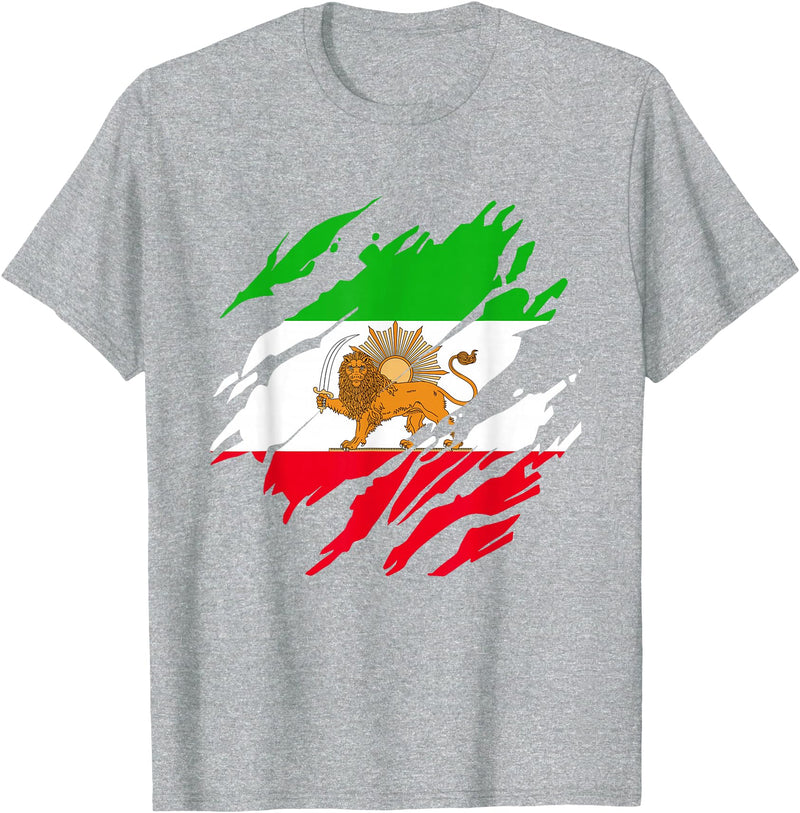 Iran Persia Flag Lion Scratch Iranian Persian Lion Iran T-Shirt - Heather Grey
