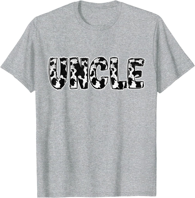 Cow Print Designs for the whole Family Uncle Cow Pattern Cow Print T-Shirt - Heather Grey