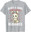 Just a Girl Who Loves Bunnies Kids Girls Rabbit Bunny T-Shirt in Heather Grey