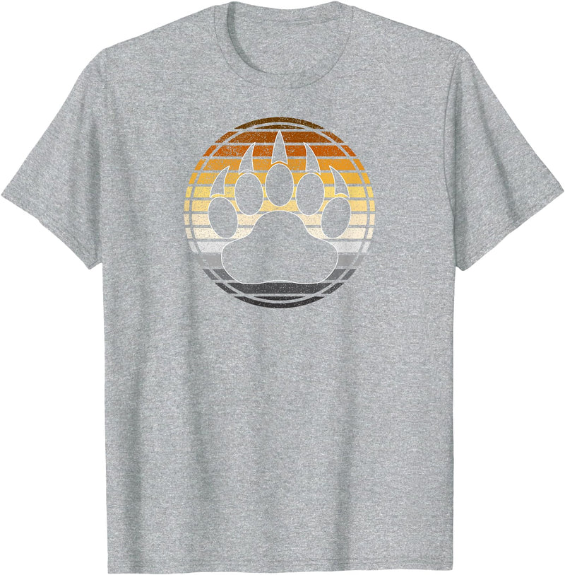 TeePanic LGBTQ Vintage Distressed Gay Bear Pride Claw Silhouette Horizon T-Shirt - Heather Grey
